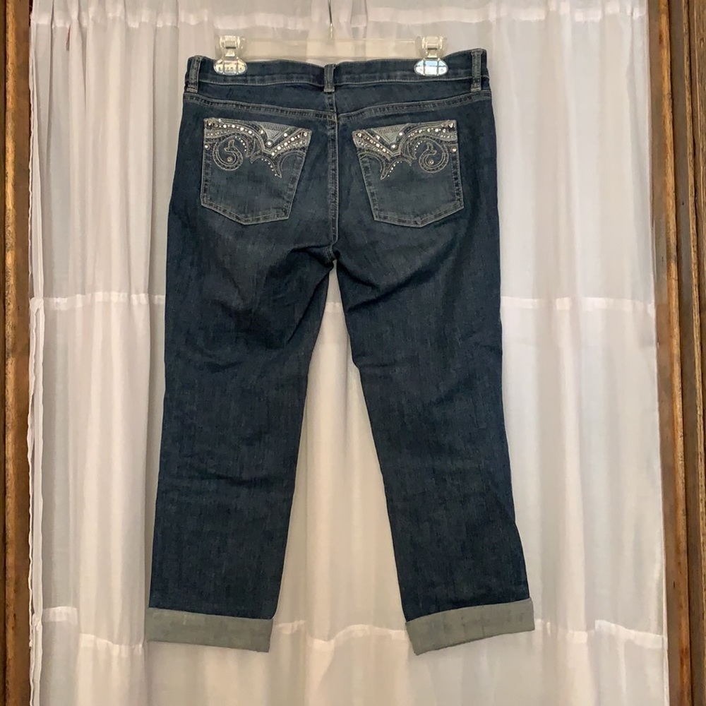 White House Black Market embellished jeans crop leg noir 2